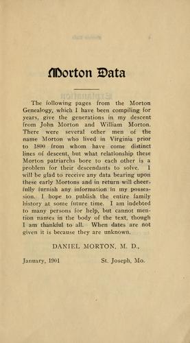 Cover for Morton data.