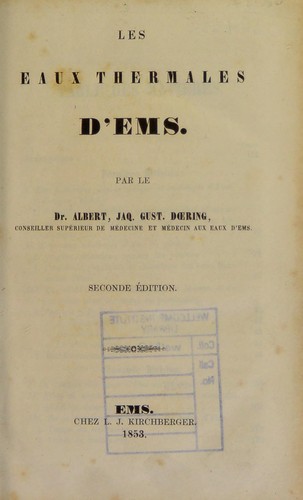 Cover for Les eaux thermales d'Ems