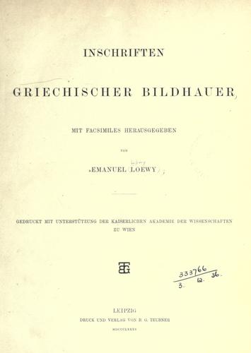 Cover for Inschriften griechischer Bildhauer mit Facsimiles.