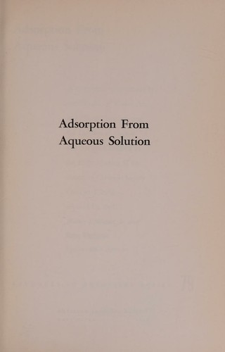 Cover for Adsorption from aqueous solution.