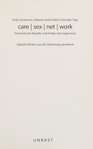 Cover for Care, sex, net, work