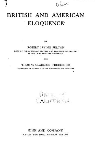 Cover for British and American eloquence