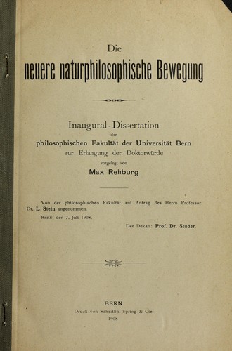 Cover for Die neuere naturphilosophische Bewegung