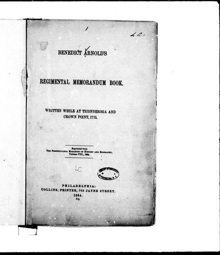 Cover for Benedict Arnold's regimental memorandum book