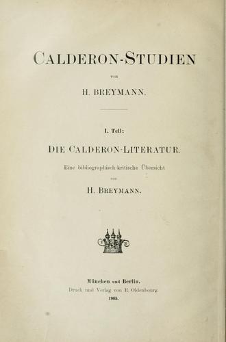 Cover for Calderon-Studien
