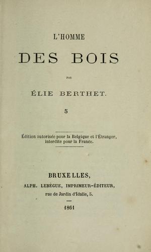 Cover for L'homme des bois