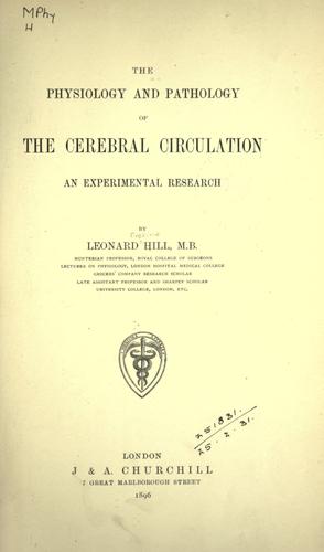 Cover for The physiology and pathology of the cerebral circulation