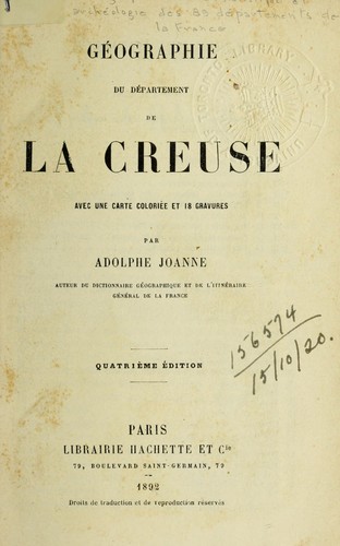 Cover for Géographie du département de la Creuse