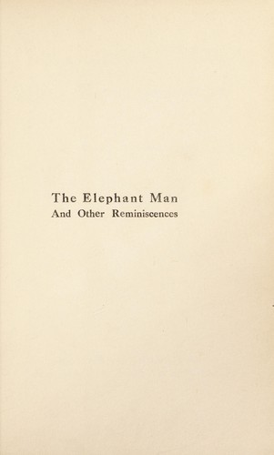 Cover for The elephant man and other reminiscences