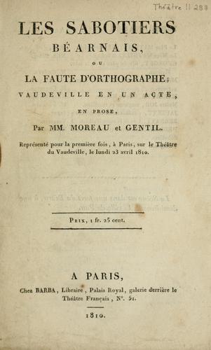 Cover for Les sabotiers béarnais, ou, La faute d'orthographe