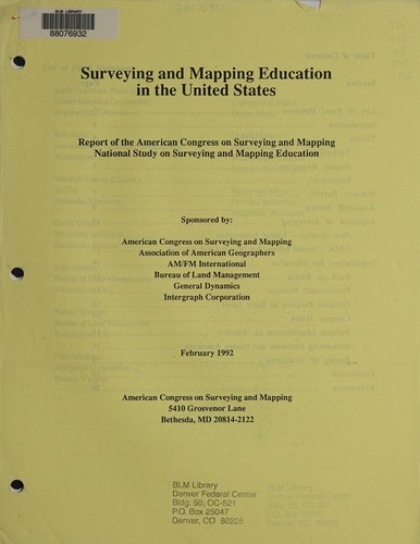 Cover for Surveying and mapping education in the United States