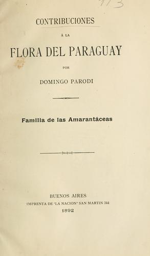 Cover for Contribuciones a la flora del Paraguay
