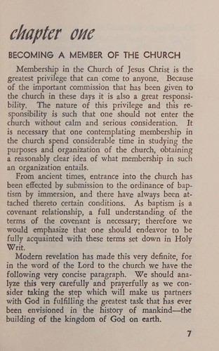 Cover for Church member's manual