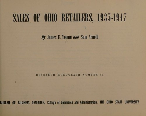 Cover for Sales of Ohio retailers, 1935-1947