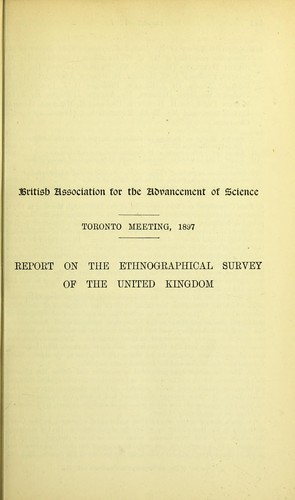 Cover for Report on the ethnographical survey of the United Kingdom