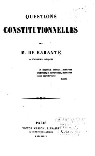 Cover for Questions constitutionnelles