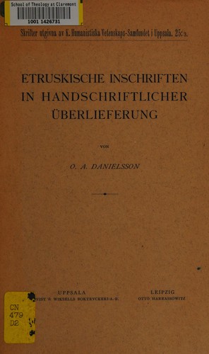 Cover for Etruskische Inschriften in Handschriftlicher Überlieferung