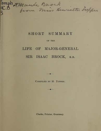 Cover for Short summary of the life of Major-General Sir Isaac Brock, K.B.