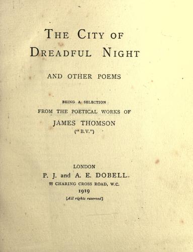 Cover for The city of dreadful night and other poems