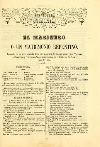 Cover for marinero, o, Un matrimonio repentino