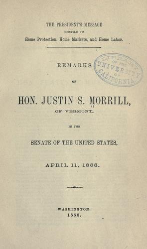 Cover for The President's message hostile to home protection, home markets, and home labor