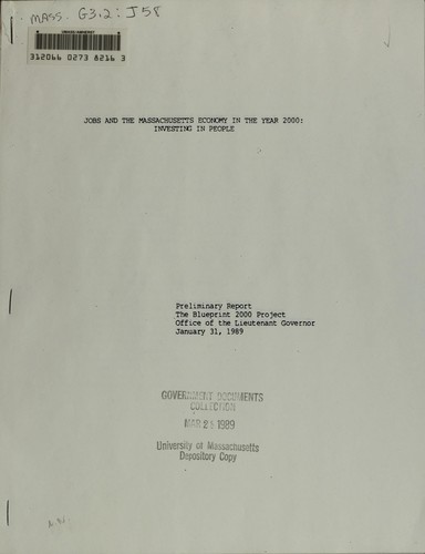 Cover for Jobs and the Massachusetts economy in the year 2000