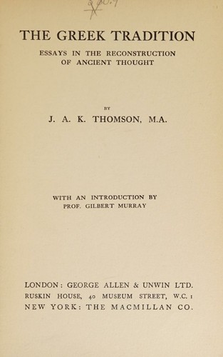 Cover for The Greek tradition
