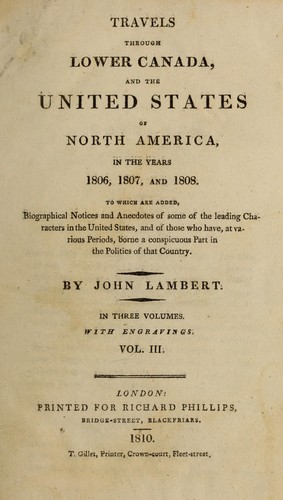 Cover for Travels through Lower Canada, and the United States of North America, in the years 1806, 1807, and 1808