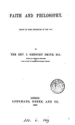 Cover for Faith and philosophy. Essays on some tendencies of the day