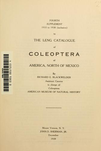 Cover for Catalogue of the Coleoptera of America, north of Mexico