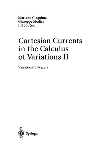 Cover for Cartesian Currents in the Calculus of Variations II