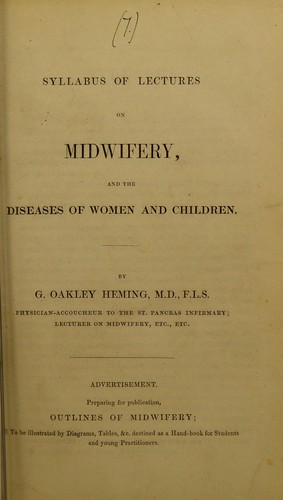 Cover for Syllabus of lectures on midwifery, and the diseases of women and children