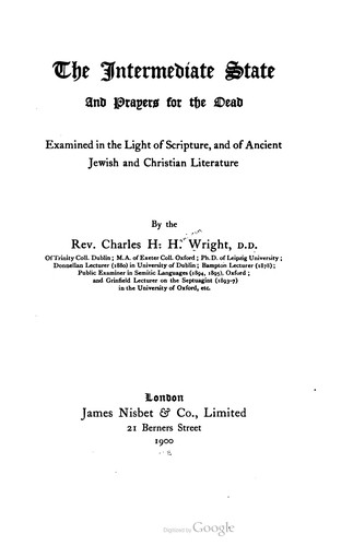 Cover for The intermediate state and prayers for the dead