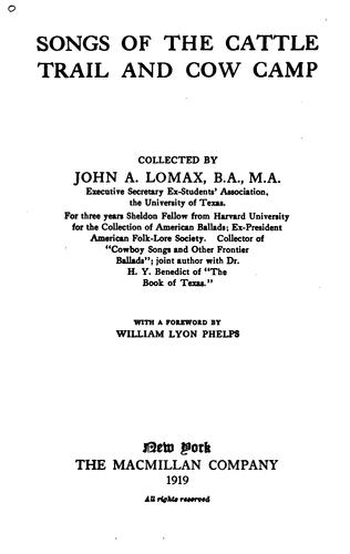 Cover for Songs of the cattle trail and cow camp