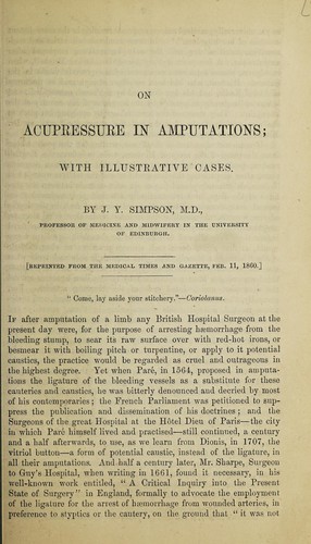 Cover for On acupressure in amputations