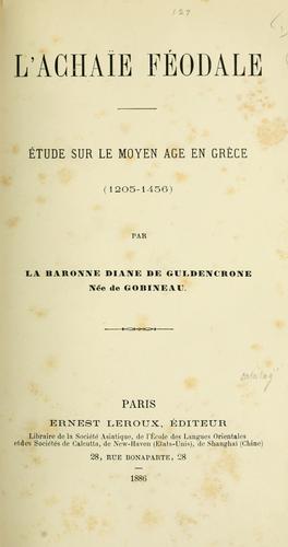 Cover for L' Achaïe féodale