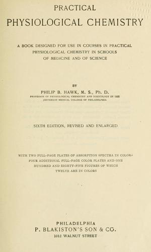 Cover for Practical physiological chemistry