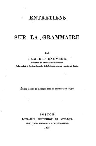 Cover for Entretiens sur la grammaire.