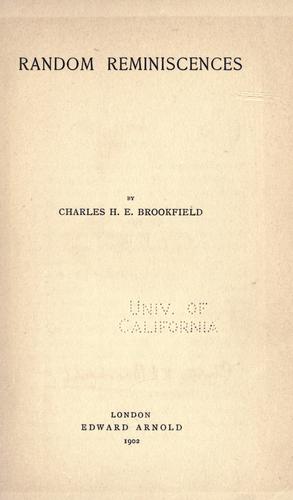 Cover for Random reminiscences