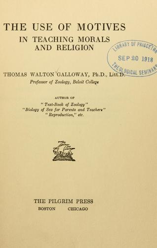 Cover for use of motives in teaching morals and religion