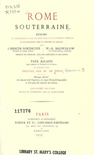 Cover for Rome souterraine