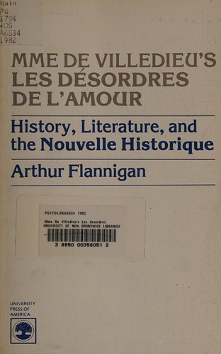 Cover for Mme De Villedieu's Les désordres de l'amour