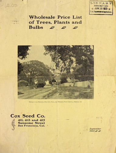 Cover for Wholesale price list of trees, plants and bulbs