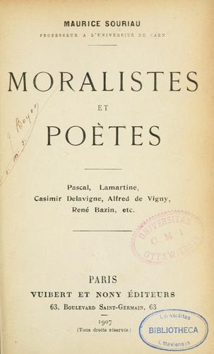 Cover for Moralistes et poètes ...
