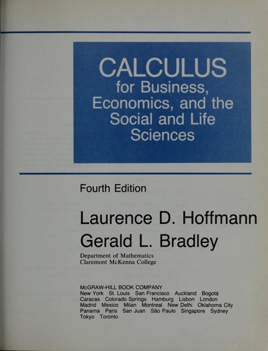 Cover for Calculus for business, economics, and the social and life sciences.