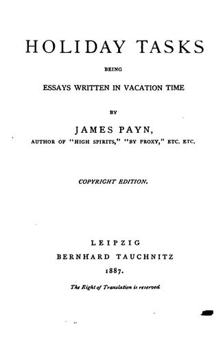 Cover for Holiday Tasks: Being Essays Written in Vacation Time