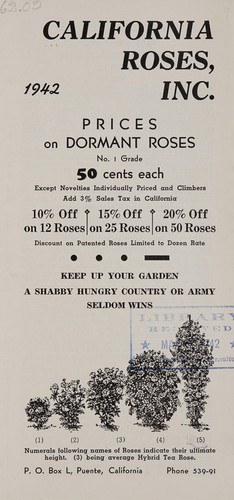 Cover for California Roses, Inc., 1942