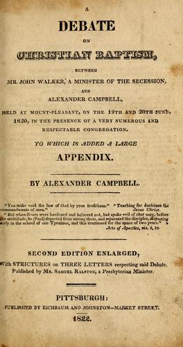 Cover for Debate on Christian baptism