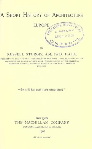 Cover for A short history of architecture
