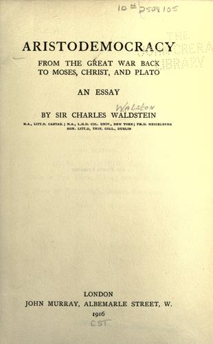 Cover for Aristodemocracy, from the great war back to Moses, Christ, and Plato